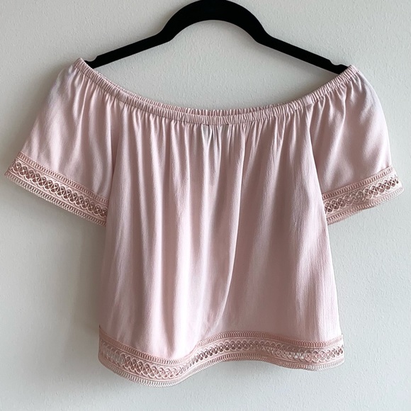 Express Off The Shoulder Lace Trim Top NWT - Picture 2 of 16